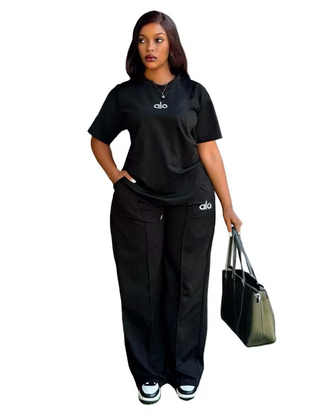 ALO Yoga Women's Black Wide-Leg Lounge Pants